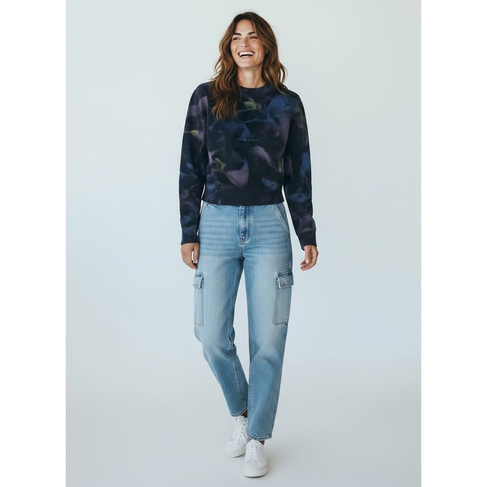 Saint Laurent Paris Tie Dye Logo Sweatshirt Blue Purple Cotton Size S - Picture 3 of 12